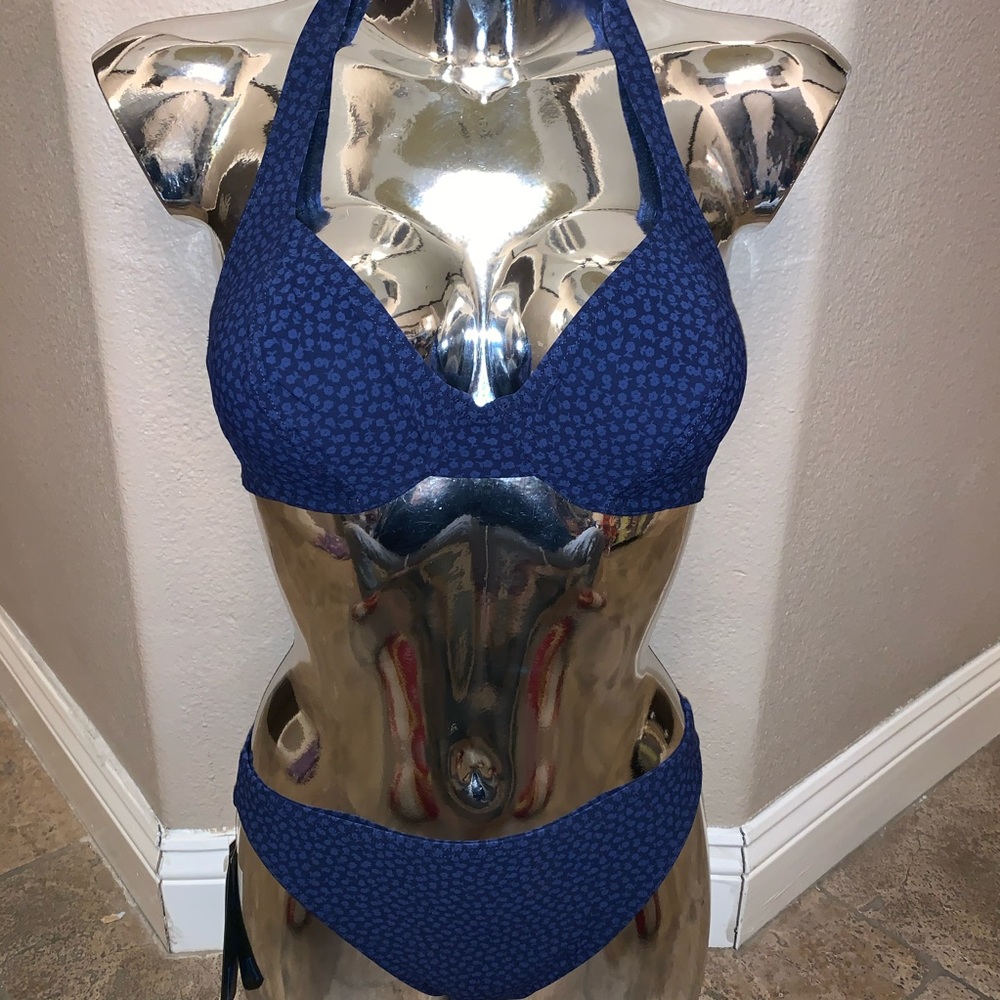 NWT Dark Blue Floral Bikini Set